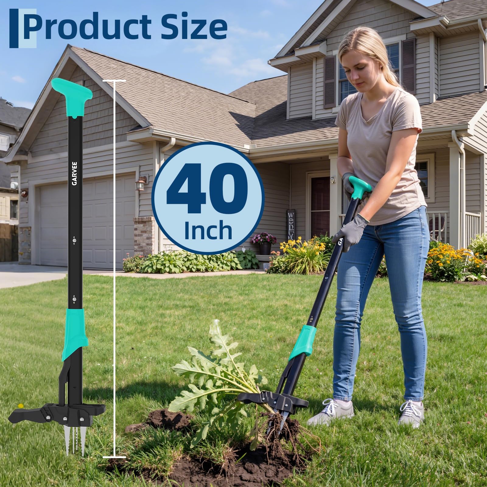 Gardening Tools Green - أداة إزالة الأعشاب ذات المقبض الطويل،