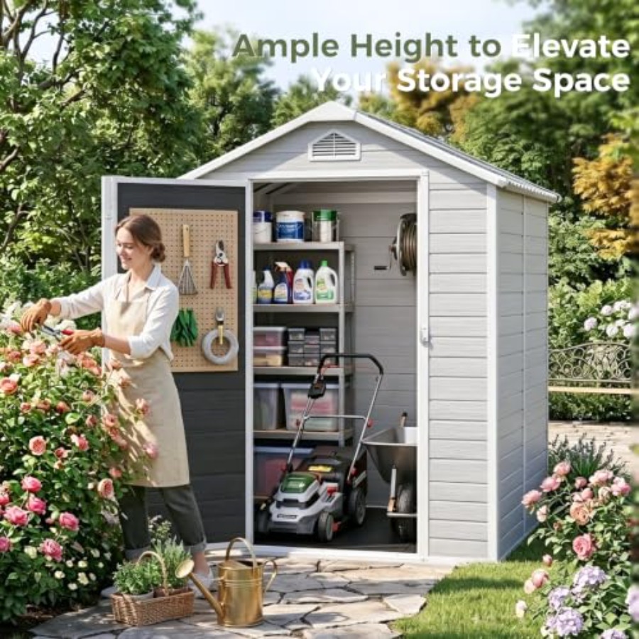 مخزن خارجي مصنوع من الراتنج مع - مراجعة Gardening Tools Kit وسعره
