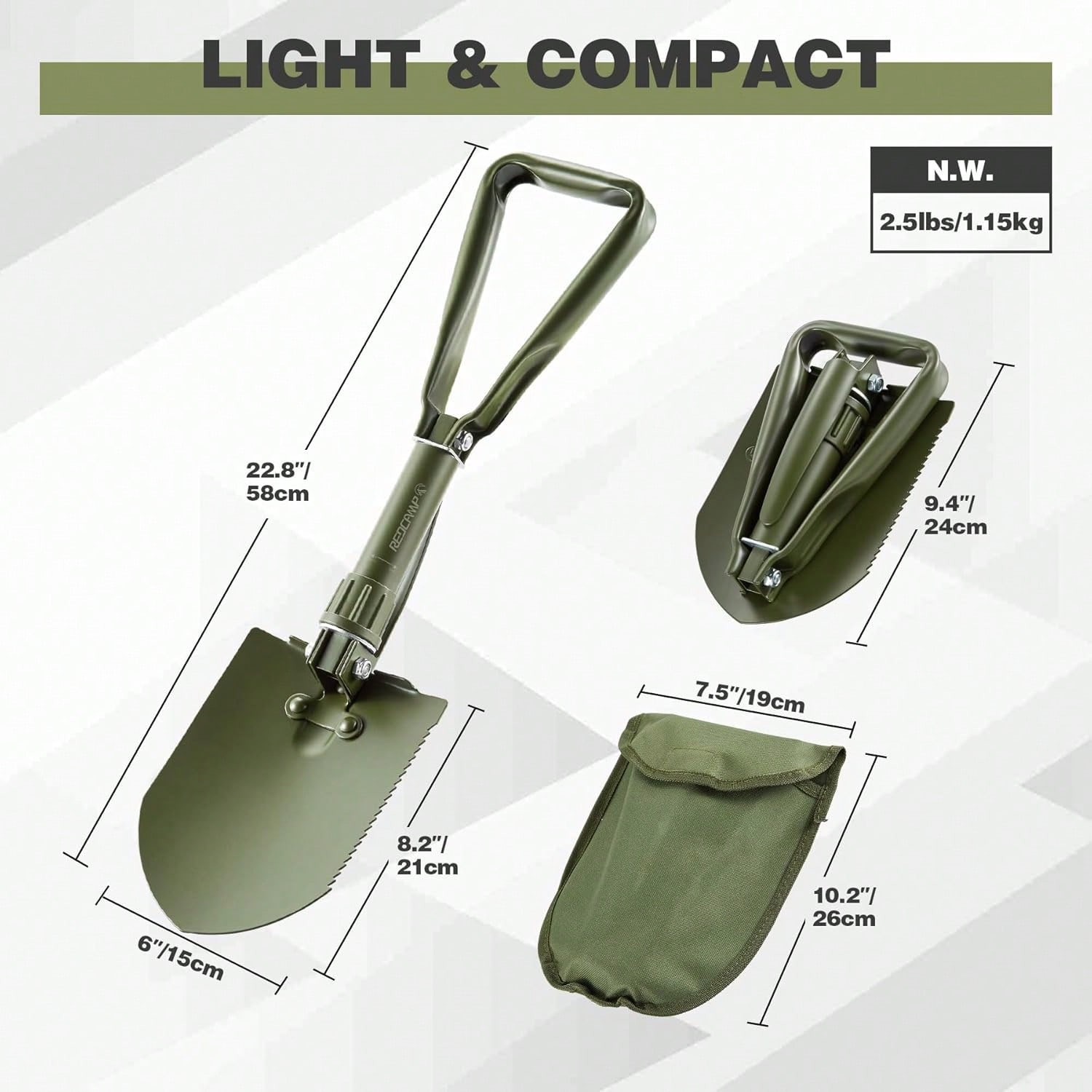 مجرفة تخييم قابلة للطي مقاس 23 - مراجعة Gardening Tools Green وسعره