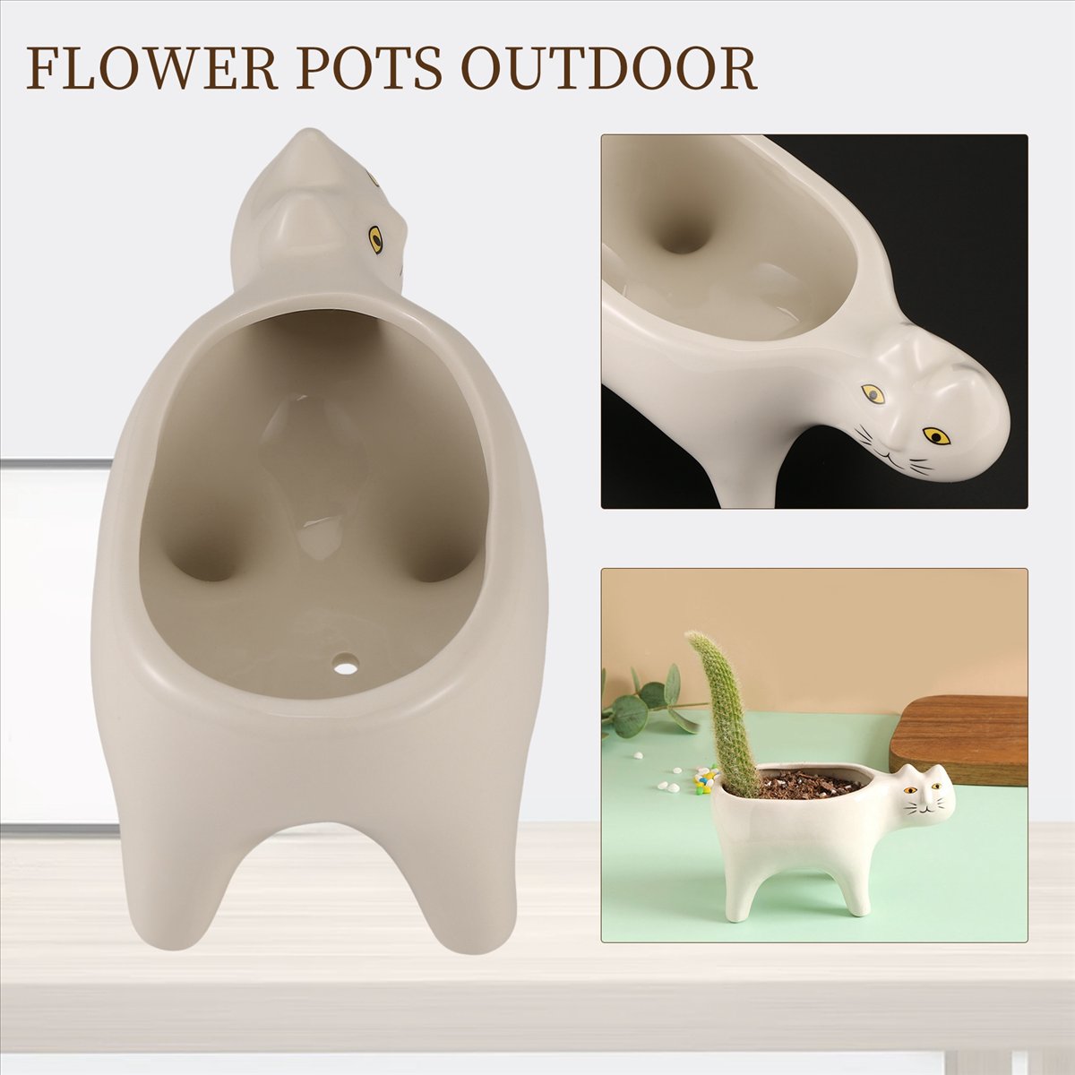 وعاء زهور سيراميك على شكل قطة  - مراجعة Gardening Tools Images وسعره